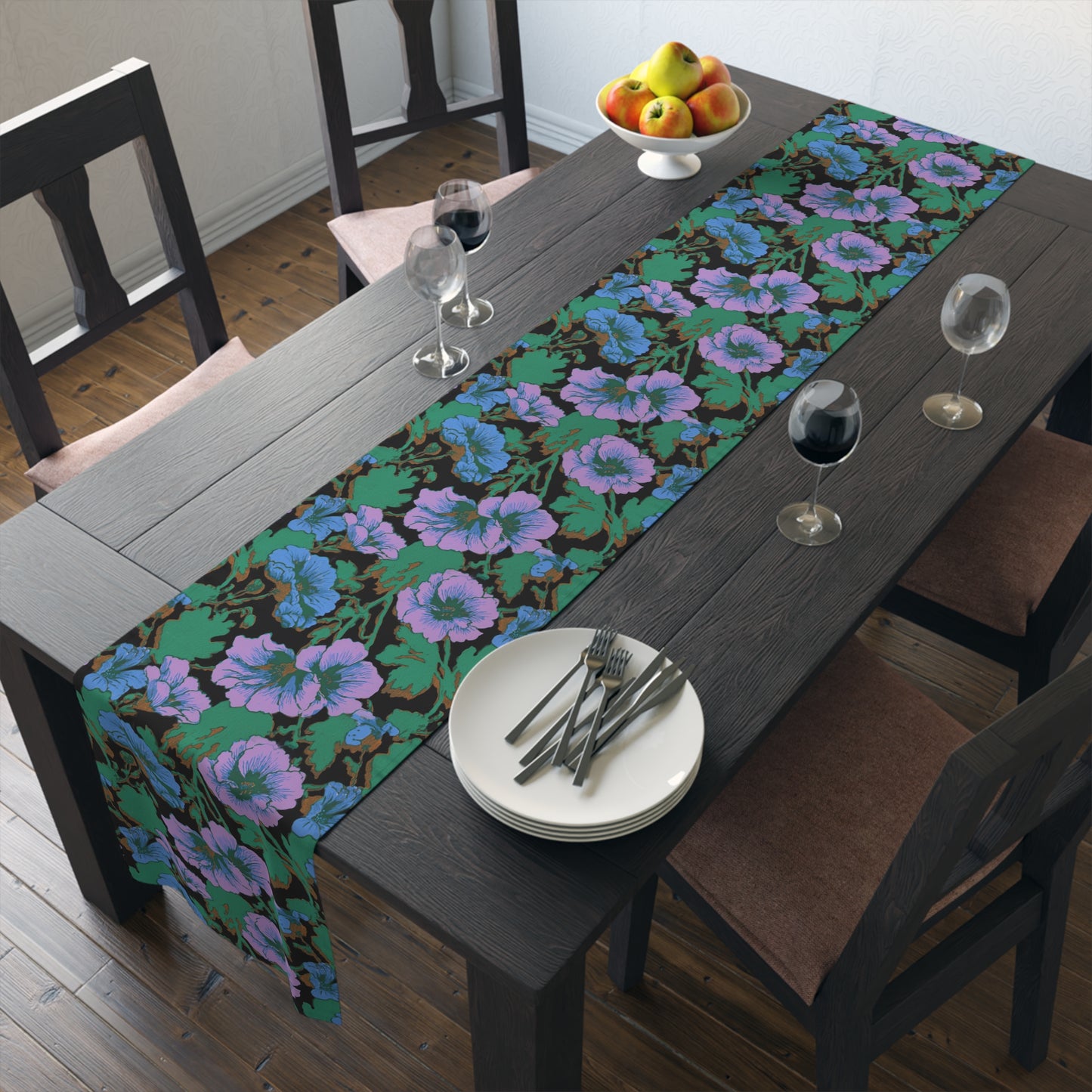 Floral Table Runner | Retro Hollyhock