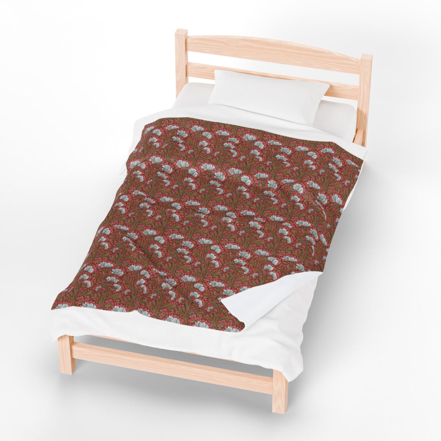 Cozy Floral Velveteen Plush Blanket | Desert Coral