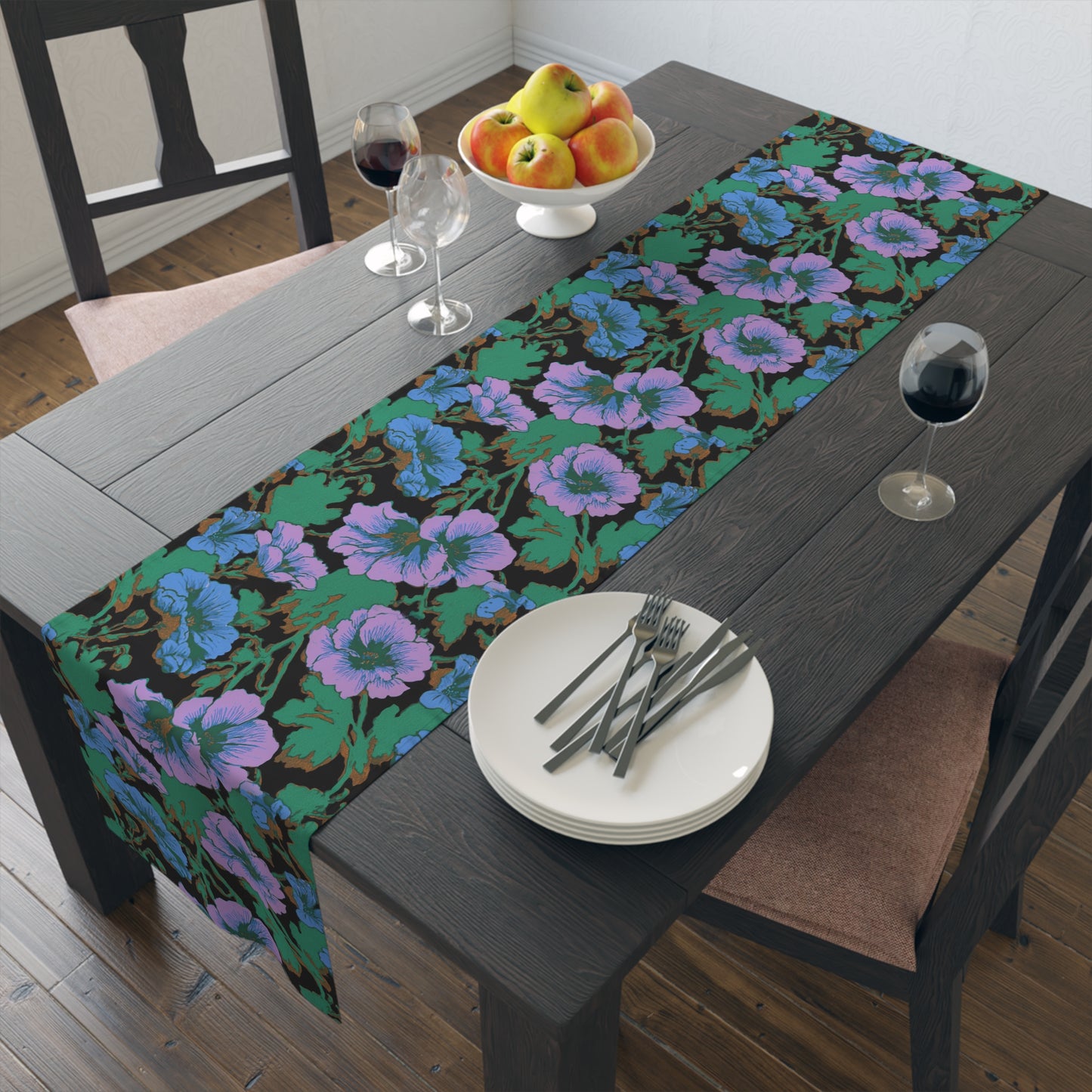 Floral Table Runner | Retro Hollyhock