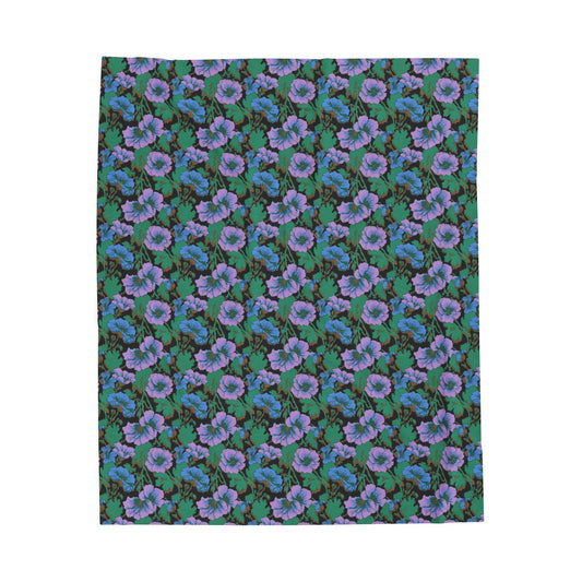 Floral Velveteen Blanket | Retro Hollyhock