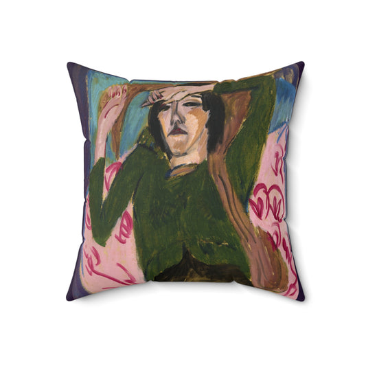 Artistic Throw Pillow | Woman in the Green Blouse