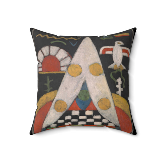 Artistic Throw Pillow | An Abstract Arrangement of American Indian Symbols (1914-1915)
