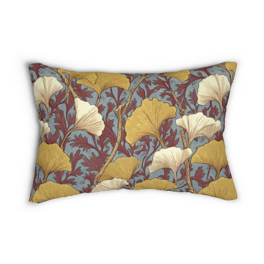 Floral Pattern Lumbar Pillow - Golden Ginkgo