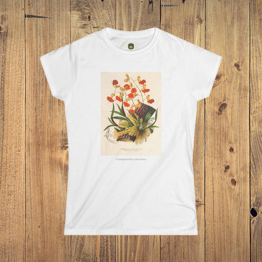 Women's Botanical Softstyle Tee | Comparettia coccinea