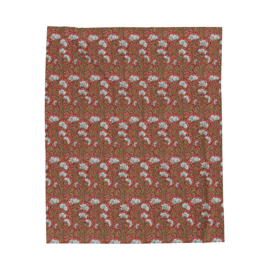 Cozy Floral Velveteen Plush Blanket | Desert Coral